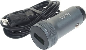 Z49A grey, Устройство зарядное в прикуриватель 1USB 12V кабель micro USB HOCO