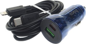 Z47A blue, Устройство зарядное в прикуриватель 1USB 12V кабель iPhone (5-) HOCO