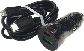 Z47A black, Устройство зарядное в прикуриватель 1USB 12V кабель iPhone (5-) HOCO