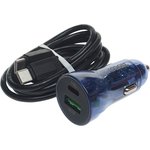 Z47A blue, Устройство зарядное в прикуриватель 1USB 12V кабель USB Type C HOCO