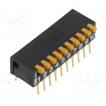 A6DR-0100, Switch DIP OFF ON SPST 10 Piano 0.03A 30VDC PC Pins 5000Cycles 2.54mm ...