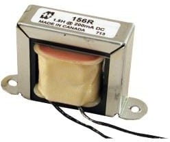 156R, Power Inductors - Leaded DC reactor, filter choke, open channel mount, inductance 1.5H, DC current 200 ma.