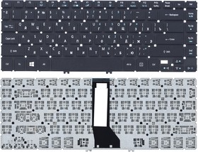 Клавиатура для ноутбука Acer Aspire R7-571 черная c подсветкой горизонтальный Enter
