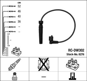 Фото 1/2 Провода высоковольтные RC-DW302 CHEVROLET AVEO/REZZO/DAEWOO NEXIA 1.4-1.6 DOHC NGK 8276