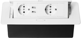 Фото 1/3 Блок розеток MX-226 (O) 2 секции Белый Полуавтоматический 212x60мм 2 USB (с кабелем питания) 00-00002605