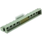 Male connector, type M, 32 pole, a-b-c, pitch 2.54 mm, solder pin, angled ...