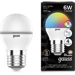 Gauss Лампа Шар G45 6W E27 RGBW димирование LED 1/100
