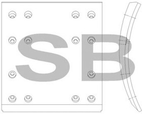 SL207, Накладка тормозной колодки HYUNDAI HD370 передней (F2) (скос) (шир.178мм,14отв.) SANGSIN