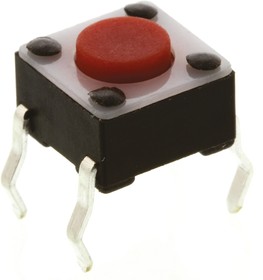 Фото 1/3 Red Button Tactile Switch, SPST 50 mA @ 24 V dc 0.7mm Surface Mount
