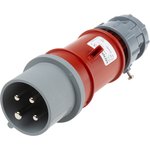3926, PowerTOP IP44 Red Cable Mount 4P Industrial Power Plug, Rated At 16A, 400 V