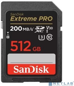 Фото 1/7 SecureDigital 512GB SanDisk SDXC Extreme Pro UHS-I Class 3 (U3) V30 200/140 MB/s [SDSDXXD-512G-GN4IN]