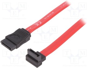 AK-400104-005-R, Cable: SATA; SATA plug,SATA plug angled; 500mm; red