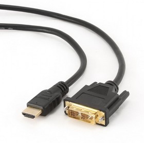 Фото 1/10 Кабель HDMI-DVI Cablexpert CC-HDMI-DVI-6, 19M/19M, single link, медь, позол.разъемы, экран, 1.8м, черный, пакет