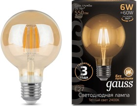 Фото 1/10 Лампа LED Filament G95 E27 6W Golden 2400K SQ105802006