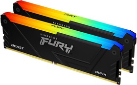 Фото 1/3 DDR 4 DIMM 32Gb PC25600, 3200Mhz, Kingston FURY Beast Black RGB (Kit of 2), CL16 (KF432C16RB12AK2/32) (retail)