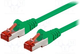 S/FTP6-CCA-002GR, Коммутационный шнур S/FTP 6 многопров CCA ПВХ зеленый 0,25м 27AWG