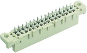 Фото 1/4 Female connector, type 2B, 32 pole, a-b, pitch 2.54 mm, solder pin, straight, gold-plated, 09222326824