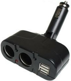 Разветвитель прикуривателя 2 гнезда, 2 USB с индик. фикс.угла наклона, в блистере 904118