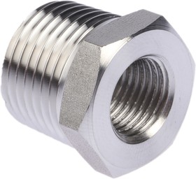 Фото 1/3 1863 21 13, Stainless Steel Pipe Fitting, Straight Hexagon Reducer, Male R 1/2in x Female G 1/4in