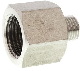 Фото 1/3 1861 13 21, Stainless Steel Pipe Fitting, Straight Hexagon Increaser, Male R 1/4in x Female G 1/2in