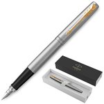 Ручка перьевая PARKER "Jotter Stainless Steel GT", корпус серебристый, позолота ...