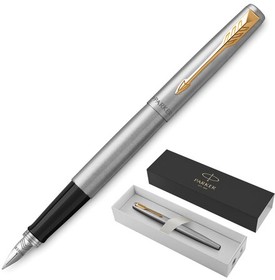 Фото 1/9 Ручка перьевая PARKER "Jotter Stainless Steel GT", корпус серебристый, позолота, синяя, 2030948