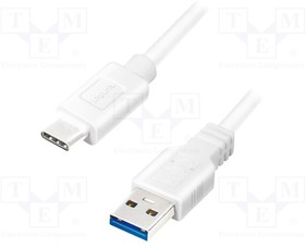 CU0172, Кабель; USB 3.0; вилка USB A,вилка USB C; 0,15м; белый