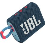 Динамик JBL Портативная акустическая система JBL GO 3 синяя/розовая