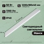 Светодиодный потолочный светильник Макси 58 Вт, 7250Lm, 5000К, IP40, Опал