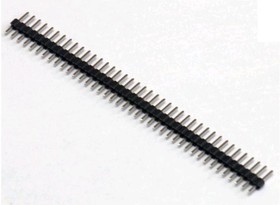 MD1X40-HH-CN (PLS2-40), Штыри однорядные 1x40 конт. шаг 2.00 мм, вертик. на плату (2.8 мм/ изол. 2.0 мм/ 4.0 мм), позол.