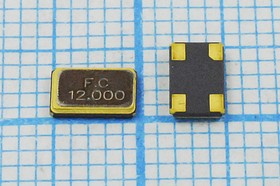 Кварцевый резонатор 12000 кГц, корпус SMD05032C4, нагрузочная емкость 12 пФ, точность настройки 20 ppm, стабильность частоты 20/-20~70C ppm/