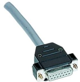 D-Sub connector housing, size: 5 (DD), straight 180°, cable Ø 9.3 to 12 mm, plastic, black, 09670500442