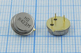 Фото 1/2 Кварцевый резонатор 423220 кГц, корпус TO39, точность настройки 350 ppm, марка HDR423MTO, 3P 1-порт (HDR423M)