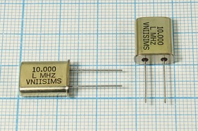 Кварцевый резонатор 10000 кГц, корпус HC49U, нагрузочная емкость 20 пФ, точность настройки 15 ppm, стабильность частоты 30/-40~70C ppm/C, ма