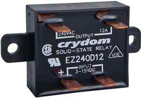 Фото 1/2 EZ240D18, Sensata Crydom EZ Series Solid State Relay, 18 A rms Load, Panel Mount, 280 Vrms Load, 15 V dc Control