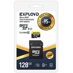 EX128GCSDXC10UHS-1-ElU3, Карта памяти 128Gb MicroSD Exployd Premium + SD адаптер