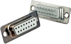 DS1034-15 FWNSISS (DBB-15F) (DPS-15F), Гнездо D-Sub 15 pin на плату (белый изолятор)