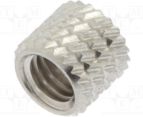 DR11M5, Втулка резьбовая, латунь, никель, M5, L 5,9мм, для пластика, D ...