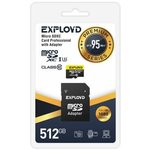 EX512GCSDXC10UHS-1-ElU3, Карта памяти 512Gb MicroSD Exployd Premium + SD адаптер