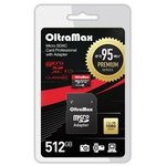 OM512GCSDXC10UHS-1-PrU3, Карта памяти 512Gb MicroSD OltraMax Premium + SD адаптер