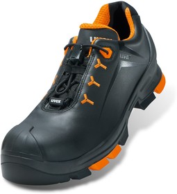 U6502-3-105, 2 Unisex Black/Orange Composite Toe Capped Safety Shoes, UK 10.5, EU 45