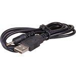 AK-DC-02, Кабель, вилка USB A, вилка DC 2,5/0,7, прямой, черный, 0,8м