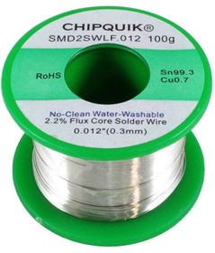 SMD2SWLF.012 100g, Solder LF Solder Wire 99.3/0.7 Tin/Copper no-clean .012 100g ULTRA THIN