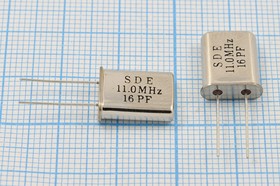 Фото 1/2 Резонатор кварцевый 11МГц, нагрузка 16пФ; 11000 \HC49U\16\\\49U[SDE]\1Г (SDE16)