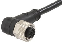 Фото 1/5 120065-2266, Sensor Cable, Black, Angled, 22AWG, 10m, M12 Socket - Pigtail, Conductors - 4
