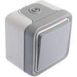 0 697 11, Grey Outdoor Light Switch, 2 Way, Plexo