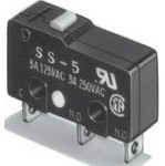 SS-5D1, Switch Snap Action N.O./N.C. SPDT Pin Plunger 5A 250VAC 1.47N Thru-Hole PC Pins