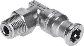 CRQSL-1/8-6, CRQSL Series Elbow Threaded Adaptor, R 1/8 Male to R 1/8 Male, Threaded Connection Style, 162872