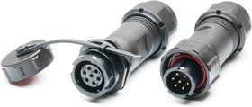 Circular Connector, 7 Contacts, Cable Mount, Plug and Socket, Male and Female Contacts, IP67