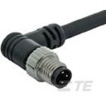 1838290-3, M8 RIGHT ANGLED MALE CONNECTOR WITH STRAIN RELIEF 3 POSITION, PVC CABLE